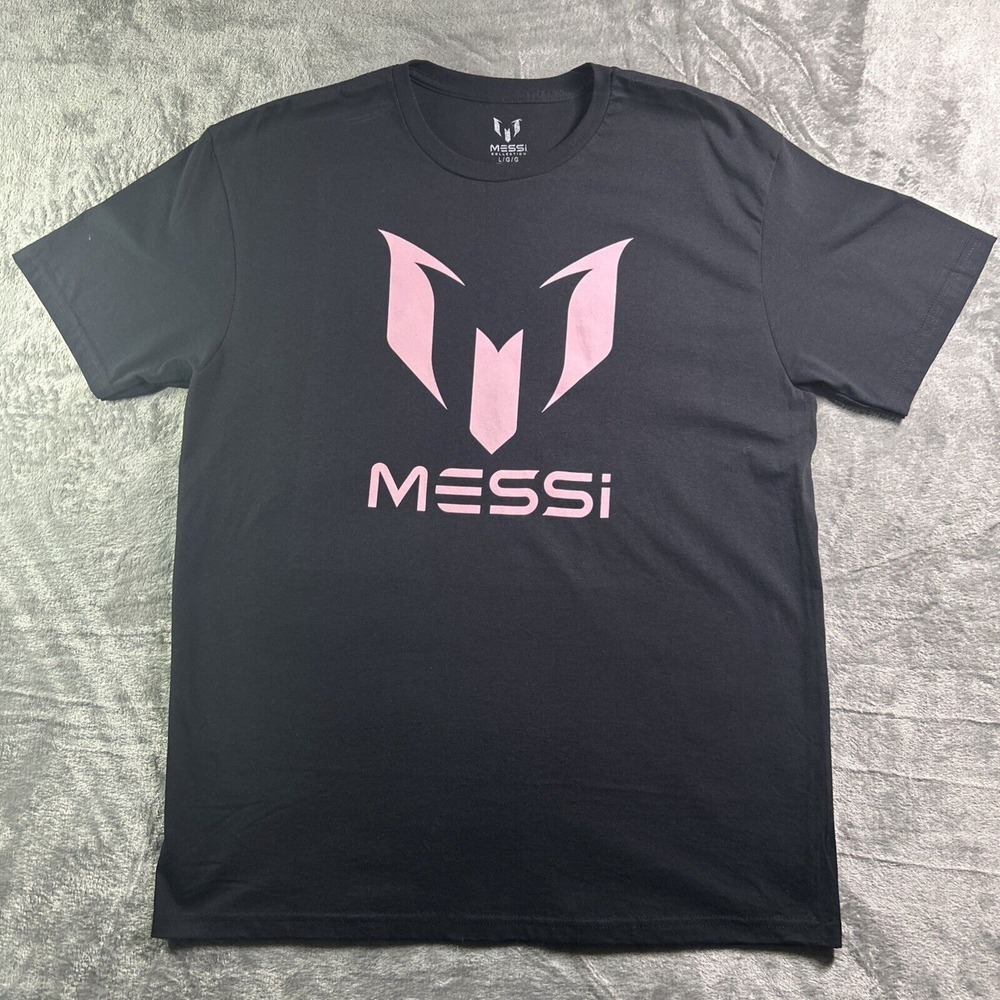 MESSI‎ Collection- Logo Graphic Short Sleeve Tee-  Black/ Pink -  Size LRG- NWOT